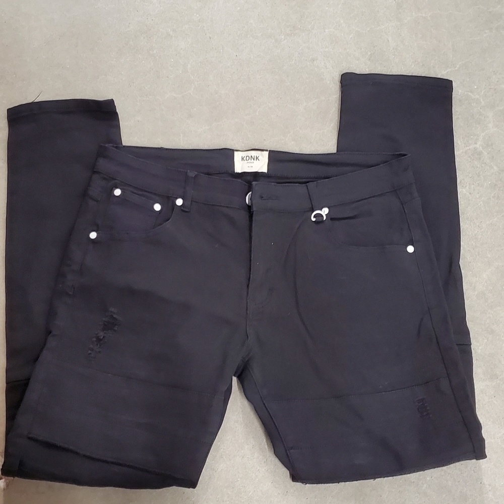 KDNK Black Mens XL 36 distressed pants
